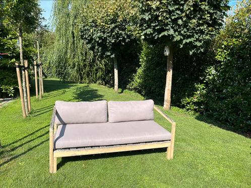 Uitschuifbare loungebank buiten, Tuin en Terras, Tuinbanken, Gebruikt, Hout, Ophalen