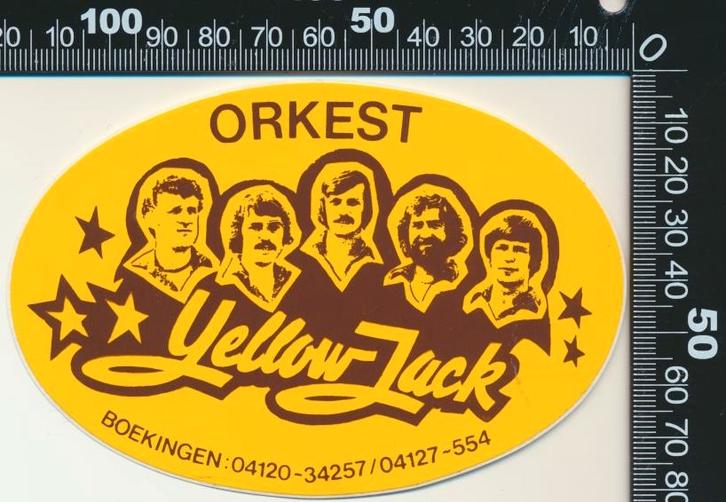 Sticker: Orkest Yellow Jack, Verzamelen, Stickers, Zo goed als nieuw, Bedrijf of Vereniging, Ophalen of Verzenden