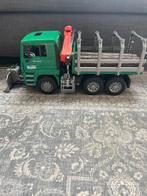 Bruder boomstammen wagen met 3 boomstammen+ accessoires, Ophalen of Verzenden, Zo goed als nieuw