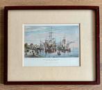 Gekleurde lithografie ‘De haven in Hamburg’, Ophalen of Verzenden