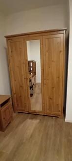 grenen houten kledingkast met 3 deuren spiegel, Huis en Inrichting, Kasten | Kledingkasten, Ophalen, Gebruikt, 100 tot 150 cm