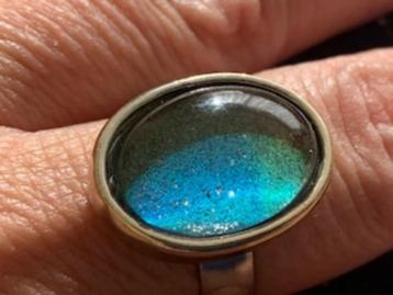 Mood ring verstelbaar khaki turquoise veranderd van kleur beschikbaar voor biedingen