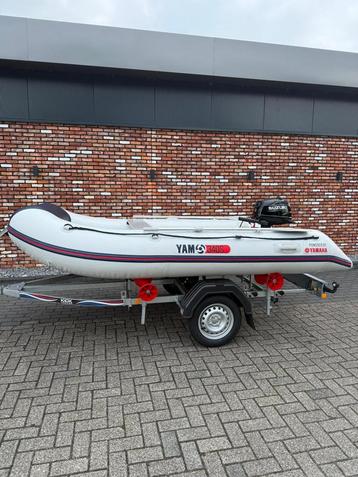 Prachtige combinatie! Rubberboot met motor èn boottrailer beschikbaar voor biedingen