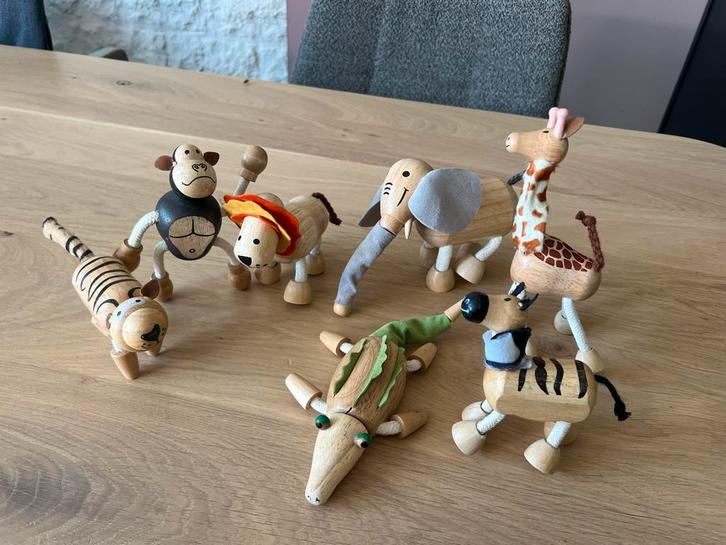 Houten Safari Dieren Speelgoed - Beweegbaar, Kinderen en Baby's, Speelgoed | Houten speelgoed, Nieuw, Overige typen, Ophalen of Verzenden