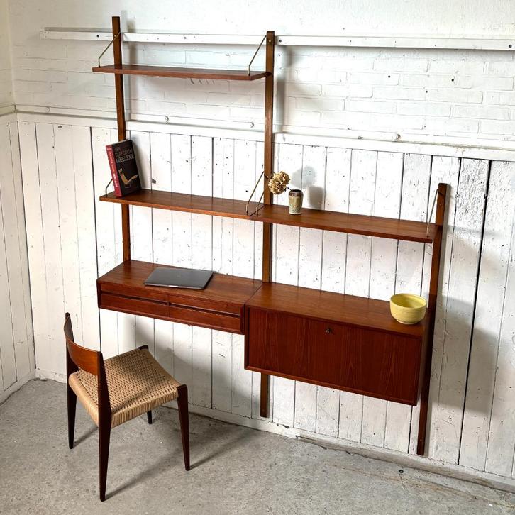 Poul Cadovius – Modulair wandsysteem teak vintage deens, Huis en Inrichting, Kasten | Wandmeubels, Gebruikt, 150 tot 200 cm, 150 tot 200 cm