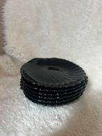 Arcoroc zwarte Franse glanzende schaaltjes schelpvorm 6x, Huis en Inrichting, Woonaccessoires | Onderzetters, Ophalen of Verzenden