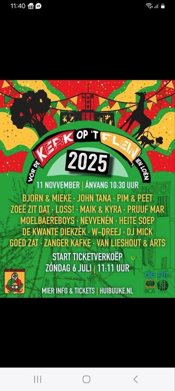 Te koop 2 kaartjes voor Pleinfeest in Overloon  beschikbaar voor biedingen