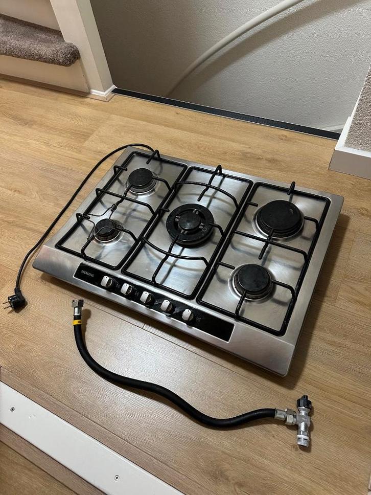 5-pits Siemens gasfornuis, Witgoed en Apparatuur, Fornuizen, Zo goed als nieuw, Inbouw, Gas, 5 kookzones of meer, Minder dan 85 cm