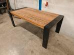 Teakhouten Tafel met Stalen Poten (200x100), Huis en Inrichting, Tafels | Eettafels, Ophalen, Gebruikt, Teakhout, 50 tot 100 cm