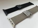 Milanees Schakelband Zwart & Zilver | Apple Watch, Ophalen of Verzenden, Zo goed als nieuw, Bandje, .