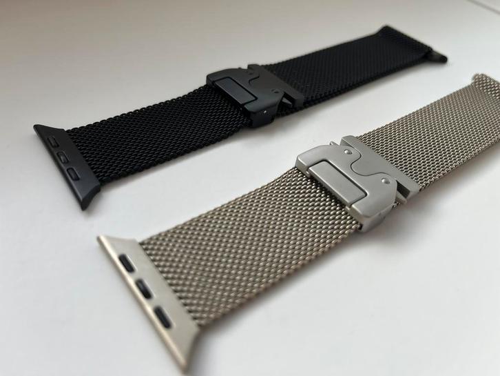 Milanees Schakelband Zwart & Zilver | Apple Watch, Telecommunicatie, Wearable-accessoires, Zo goed als nieuw, Bandje, Ophalen of Verzenden