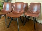 6 Goosens Eetkamerstoelen Microleder, Huis en Inrichting, Stoelen, Ophalen, Overige materialen, Bruin, Zo goed als nieuw
