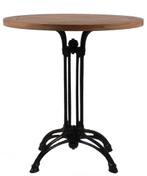 Teakhouten tafel met gietijzer onderstel rond 70 cm, Huis en Inrichting, Tafels | Eettafels, 50 tot 100 cm, Rond, Nieuw, Overige materialen