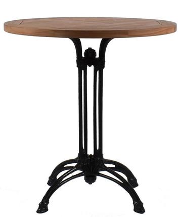 Teakhouten tafel met gietijzer onderstel rond 70 cm beschikbaar voor biedingen
