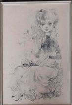 Secretaresse.  Potlood tekening.  Sign. Ca 1930/1940., Huis en Inrichting, Ophalen, Minder dan 50 cm, Zo goed als nieuw, Minder dan 50 cm