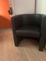 Zwarte Leren Fauteuil, Ophalen, Gebruikt, Minder dan 75 cm, Leer