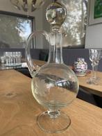 Antieke Glazen Karaf met gravures, Antiek en Kunst, Ophalen of Verzenden