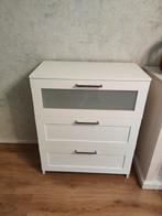Witte lade kast met melkglas 78x41x95 (bxdxh), Ophalen, Glas, 50 tot 100 cm, Zo goed als nieuw