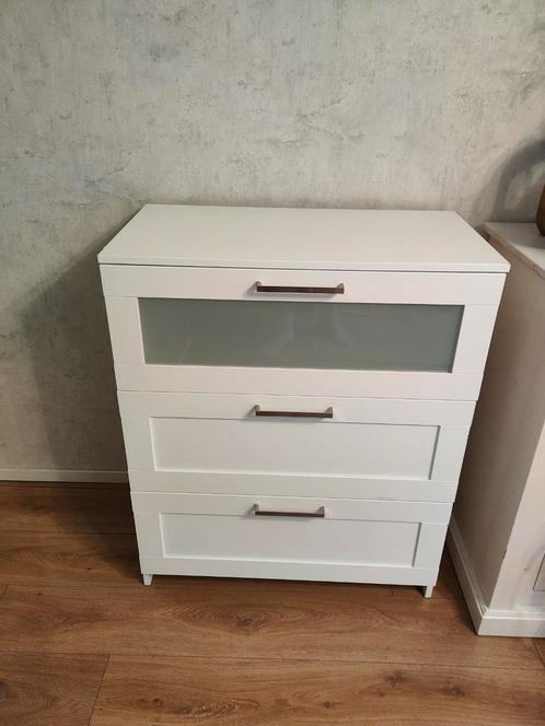Witte lade kast met melkglas 78x41x95 (bxdxh), Huis en Inrichting, Kasten | Ladekasten, Zo goed als nieuw, Minder dan 100 cm, 50 tot 100 cm