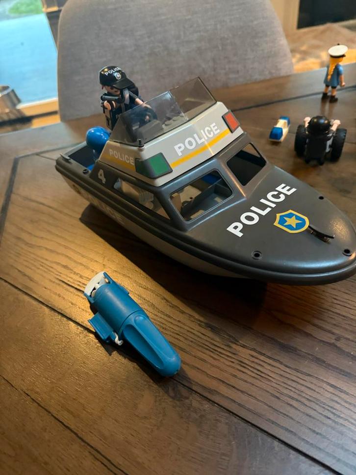 Playmobil Politie Set: Helicopter, Auto, Paardenwagen & Boot, Hobby en Vrije tijd, Modelbouw | Boten en Schepen, Gebruikt, Groter dan 1:32