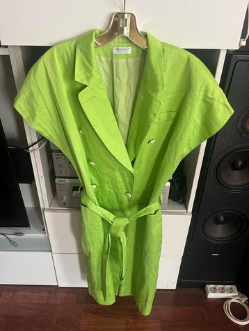 Groene  vintage Jurk met Ceintuur van Antonette- Maat M beschikbaar voor biedingen