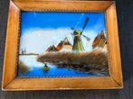 Schilderij op glas molen water landschap, Antiek en Kunst, Ophalen of Verzenden
