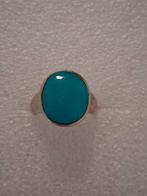 zilveren ring met Turkoois steen, 18 tot 19, Nieuw, Dame of Heer, Zilver