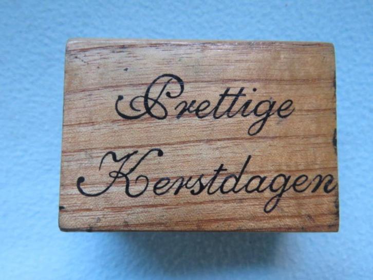 Grote houten stempel Prettige Kerstdagen, Diversen, Kerst, Gebruikt, Ophalen of Verzenden