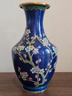 Grote Chinese cloisonné vaas met bloesem en vogel 26 cm, Ophalen of Verzenden