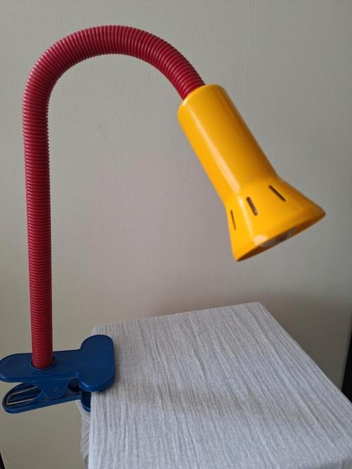 Vintage zwanenhals klemlamp, Memphis stijl., Huis en Inrichting, Lampen | Tafellampen, Gebruikt, 50 tot 75 cm, Kunststof, Metaal