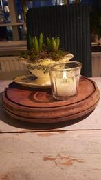 Oud houten plateau. - 33cm, Gebruikt, Bruin, Ophalen of Verzenden, Kaars