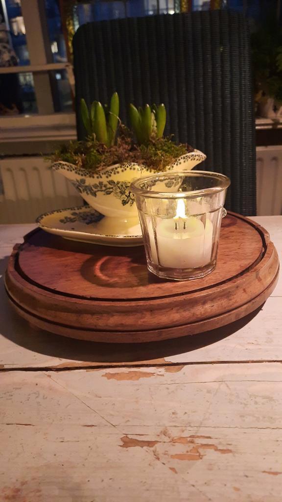 Brocante Houten Plateau - 33cm, Antiek en Kunst, Curiosa en Brocante, Ophalen of Verzenden