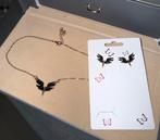 Ketting en oorbellen met engel. Zwart/goud, Overige materialen, Verzenden, Zwart, Nieuw
