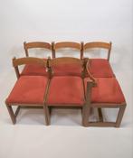 Mid Century eetkamer stoelen 6 stuks, Ophalen, Vijf, Zes of meer stoelen, Rood, Hout