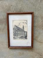 Ets Universiteit Leiden Ingelijst Houten Lijst Oud Kunstwerk, Antiek en Kunst, Kunst | Etsen en Gravures, Ophalen of Verzenden