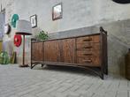 Jaren 70 Bamboe & Hout Lowboard | Retro Groot Dressoir Kast, 150 tot 200 cm, Vintage Retro Jaren 60 70 BOHO, Ophalen of Verzenden