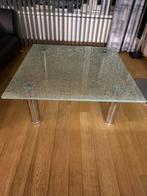 Salontafel met Crackelee glas en verchroomde poten., Ophalen, 100 tot 150 cm, Vierkant, 50 tot 100 cm
