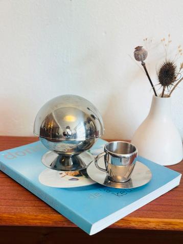 Vintage RVS sucrier boule (bistro suikerpot), beschikbaar voor biedingen