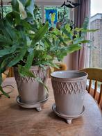 Coco maison bloempotten met schotel, Tuin en Terras, Bloempotten, Ophalen, Rond, Zo goed als nieuw, Aardewerk