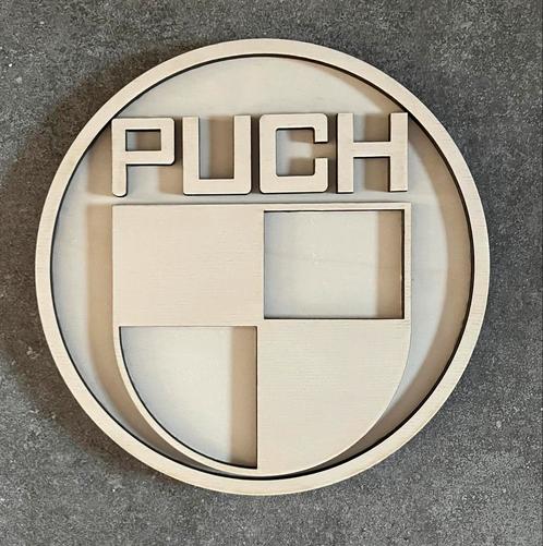Puch 3D logo van hout 30 cm, Hobby en Vrije tijd, Overige Hobby en Vrije tijd, Nieuw, Ophalen of Verzenden