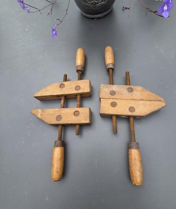 Set oude houten lijmklemmen beschikbaar voor biedingen
