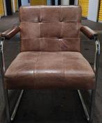 Twee mooie bruin leren stoelen., Huis en Inrichting, Stoelen, Ophalen, Gebruikt, Twee, Bruin