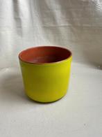 Vintage gele aardewerk bloempot jaren 70, Gebruikt, Rond, Binnen, Ophalen of Verzenden