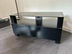 Zwart TV Meubel met Glazen Blad, Ophalen, Gebruikt, 100 tot 150 cm, Glas