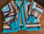 Prachtig handmade gehaakt vest cardigan onesize XS S M, Nieuw, Blauw, Maat 38/40 (M), Handmade