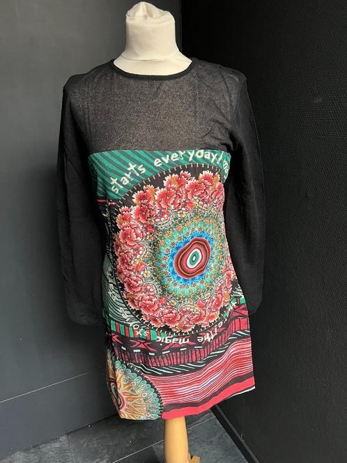 Zwart groene dames jurk van DESIGUAL maat 38, Kleding | Dames, Jurken, Zo goed als nieuw, Maat 38/40 (M), Zwart, Boven de knie