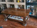 Donkere eiken salon tafel, Ophalen, 100 tot 150 cm, Eikenhout, 50 tot 100 cm