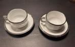 2x bistro Apilco France / kop en schotel wit met zilver, Antiek en Kunst, Ophalen of Verzenden