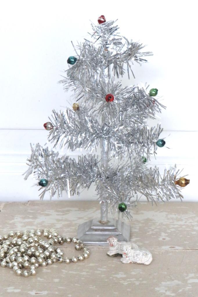 Oud vintage tinsel kerstboompje – zilver, Antiek en Kunst, Antiek | Servies los, Ophalen of Verzenden