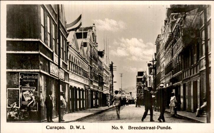 Curacao - Breedestraat Punda, Verzamelen, Ansichtkaarten | Nederland, Ongelopen, Noord-Brabant, 1920 tot 1940, Ophalen of Verzenden
